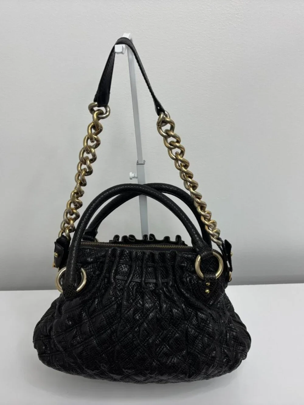 Marc Jacobs Black Python-Embossed Leather